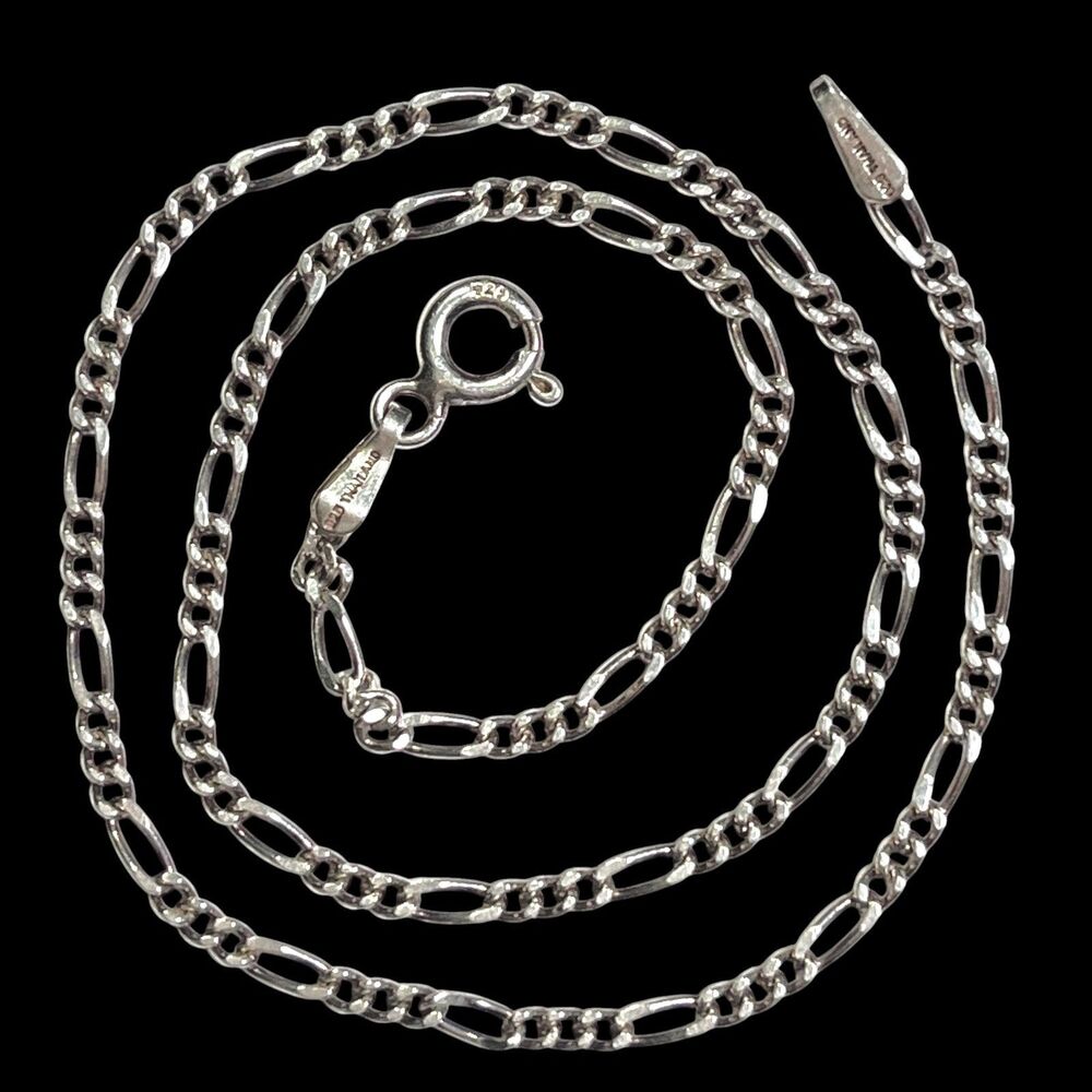 Vintage Jacmel Sterling Silver Ankle Bracelet Figaro Chain Anklet 925 JCM 10.4"